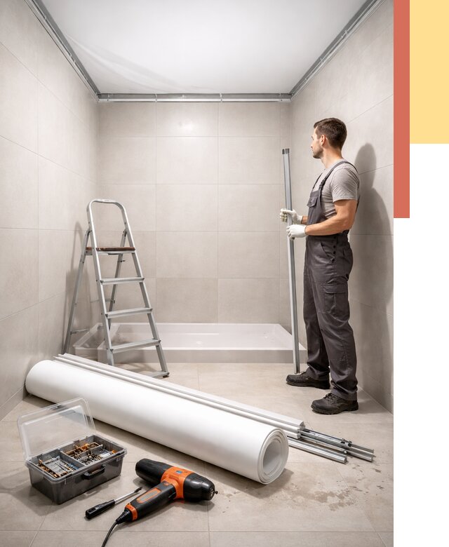 Монтаж натяжного потолка в санузле в Волгодонске от 2024 руб. — ОТДЕЛОЧНИК-Вгн