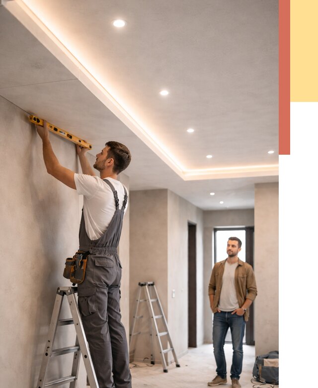 Потолок из гипсокартона с подсветкой в Волгодонске от 821 руб./м2 под ключ | ОТДЕЛОЧНИК-Вгн