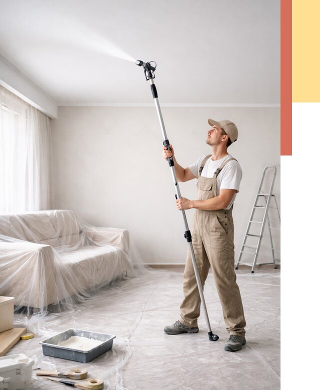 Покраска потолка краскопультом в Волгодонске от 4924 руб. быстро и недорого | ОТДЕЛОЧНИК-Вгн