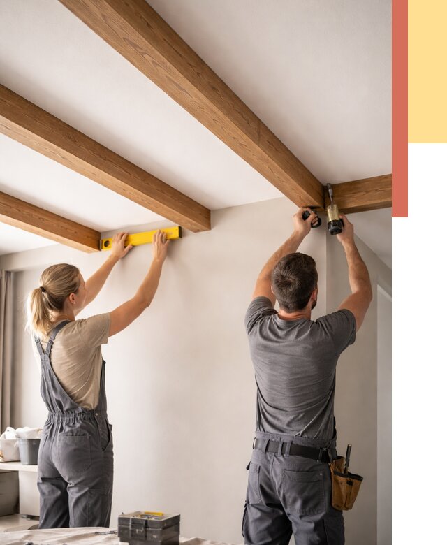 Монтаж декоративных балок на потолок в Волгодонске от 4596 руб. — ОТДЕЛОЧНИК-Вгн